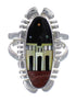 Authentic Sterling Silver Native American Village Design Multicolor Ring Size 8 FX93674